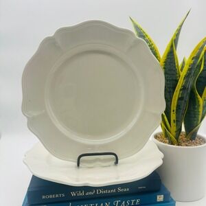 Red Cliff Heirloom White Ironstone Scalloped 11" Dinner Plates Set of 2
